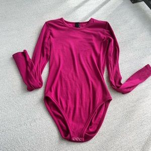 Bobi Ribbed Bodysuit in Dark Fuschia